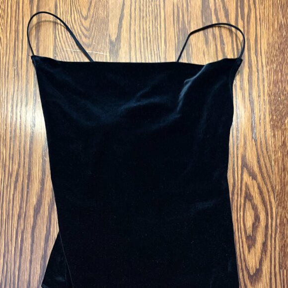 Abercrombie & Fitch Black Velvet Cowl Neck Strappy Cross Back Bodysuit - Picture 4 of 4
